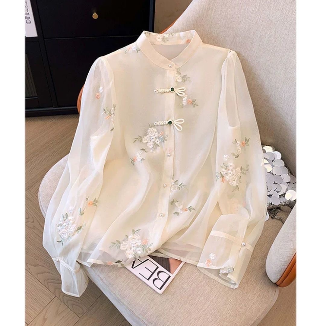 Summer Clothing Holiday - Long Sleeve Shirts Womens Chiffon Pleated
