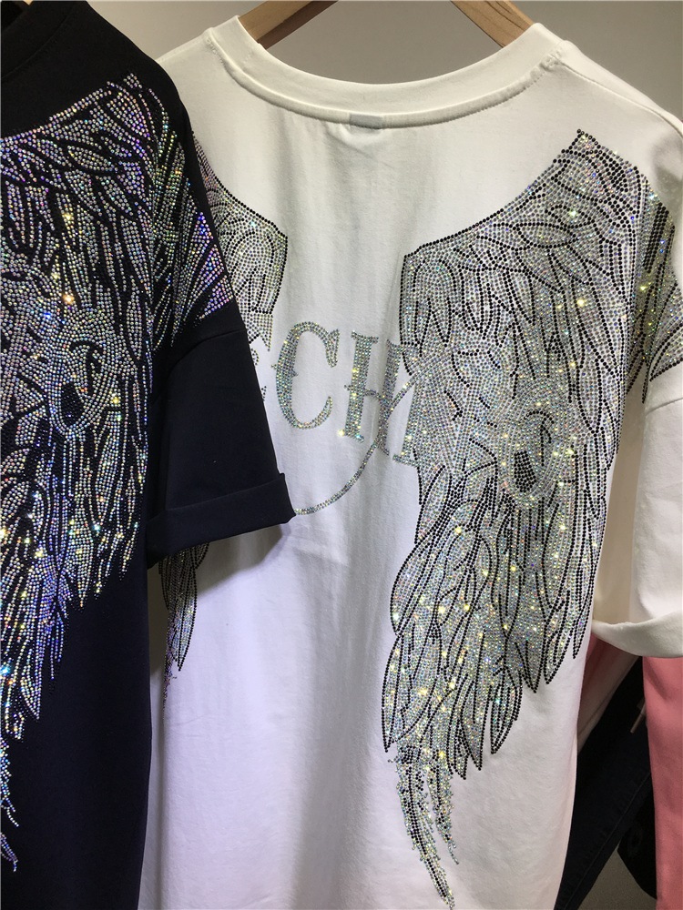 L-4XL Oversize Rhinestone Ange - Summer Clothing Brands For Women 评论和价格