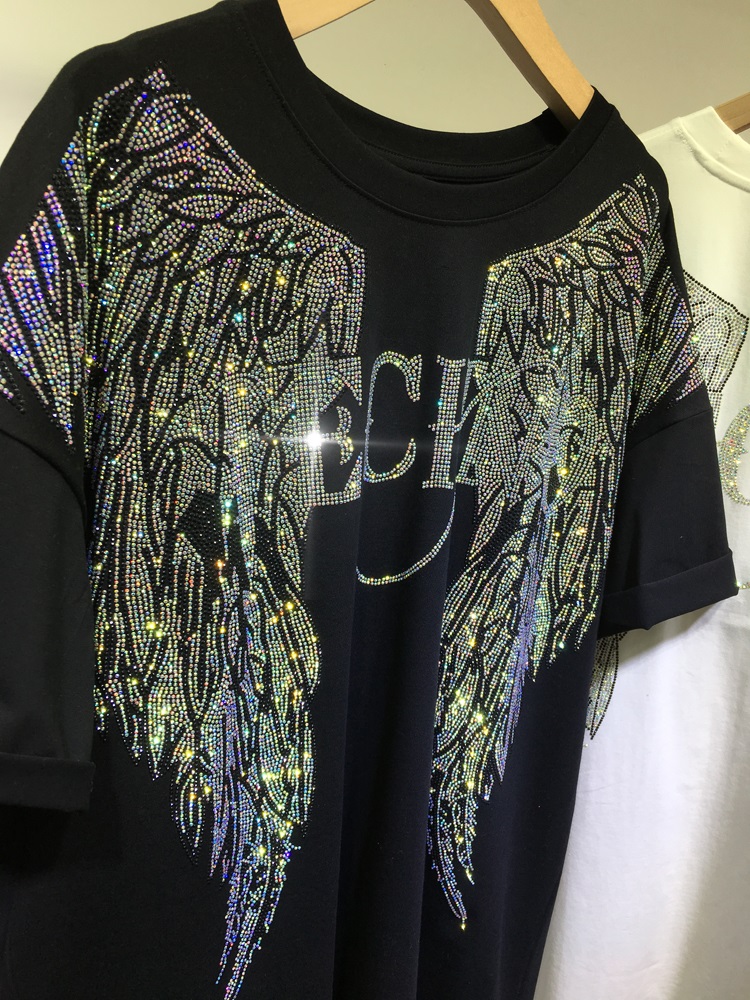 L-4XL Oversize Rhinestone Ange - Summer Clothing Brands For Women 评论和价格