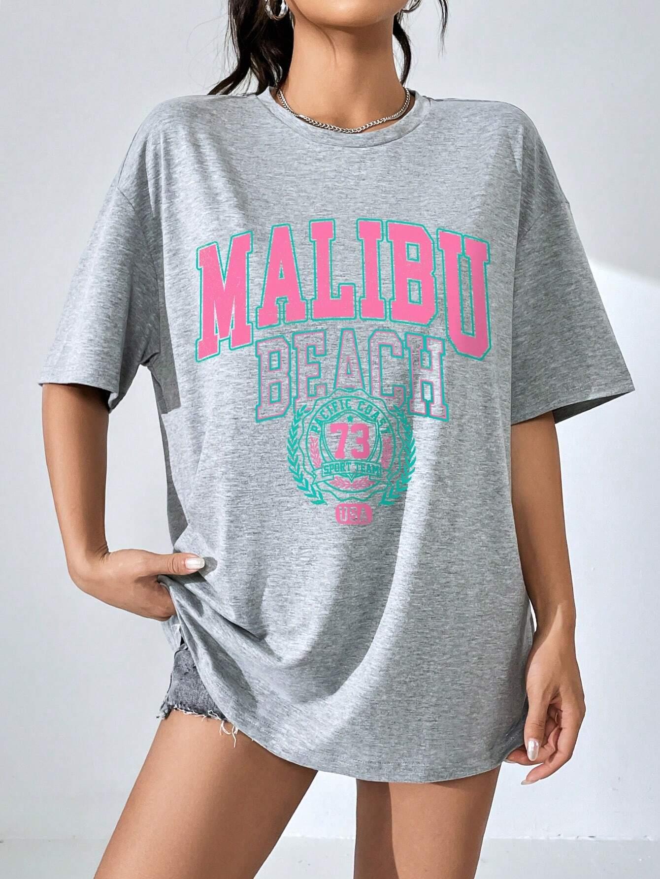 Malibu Beach Letter Print Prin - Summer Clothing Brands For Women 评论和价格