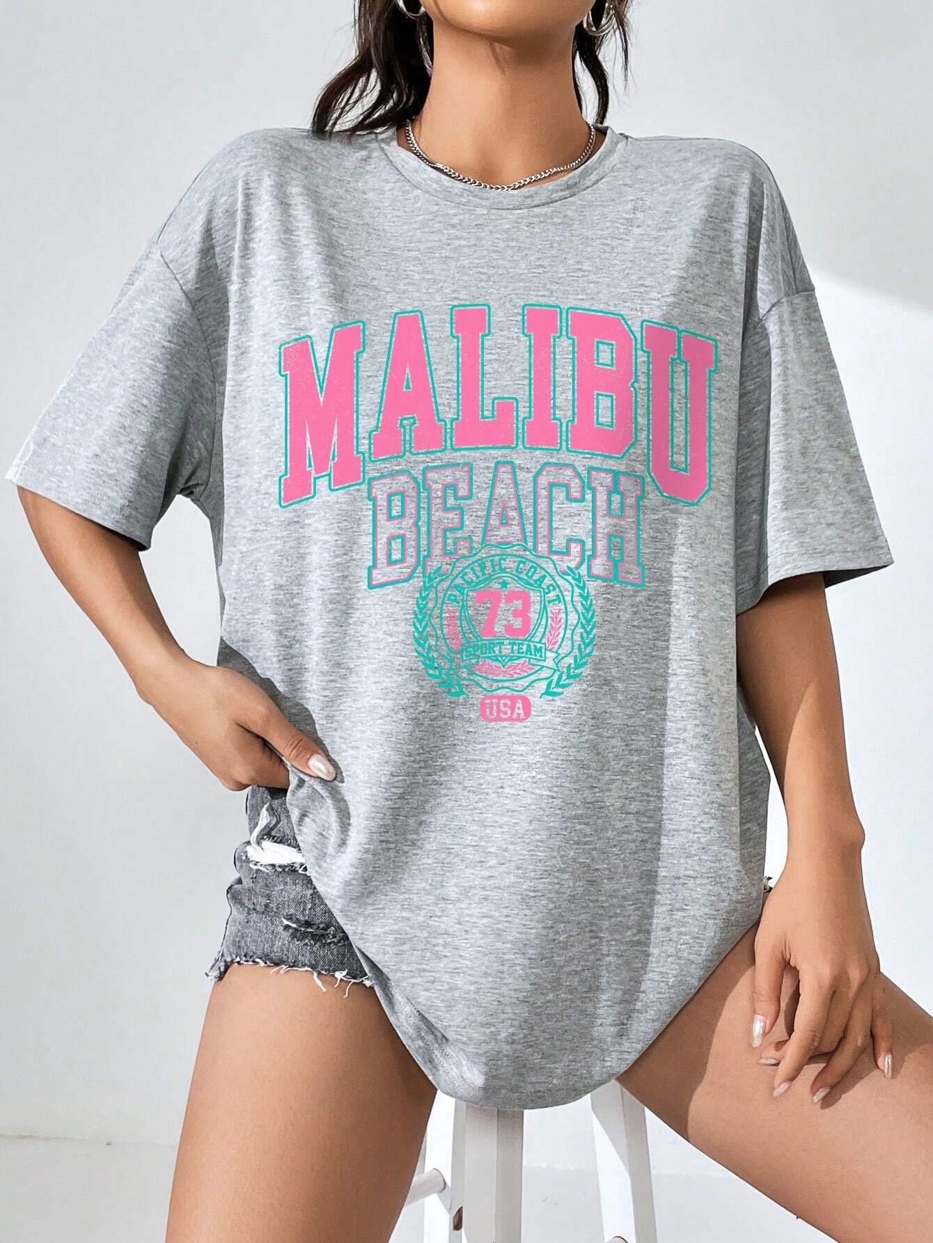 Malibu Beach Letter Print Prin - Summer Clothing Brands For Women 评论和价格