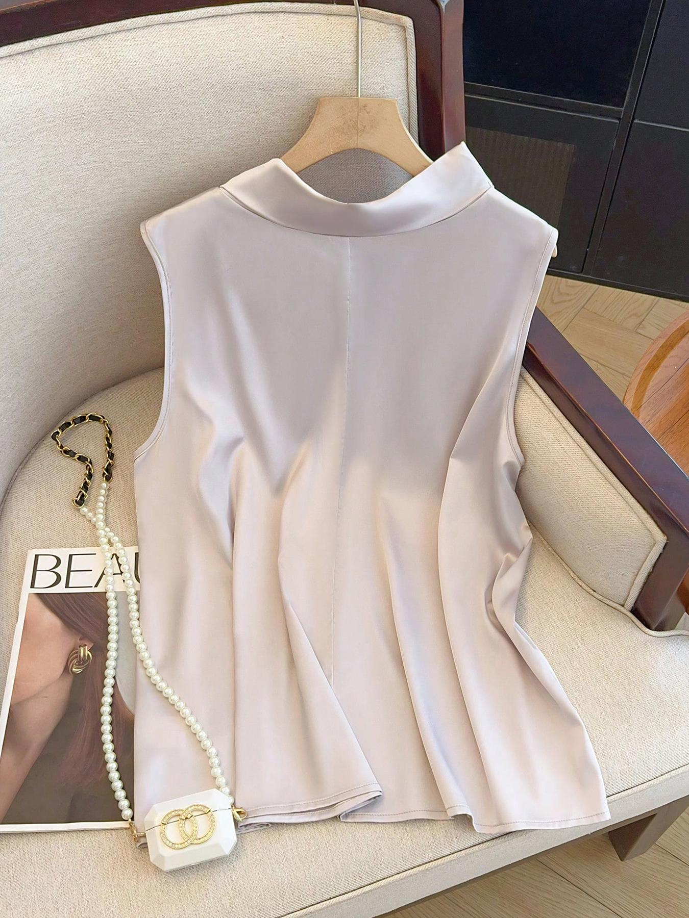 【Plus Size】 Solid Color Tie Fr - Summer Clothing Plus 评论和价格