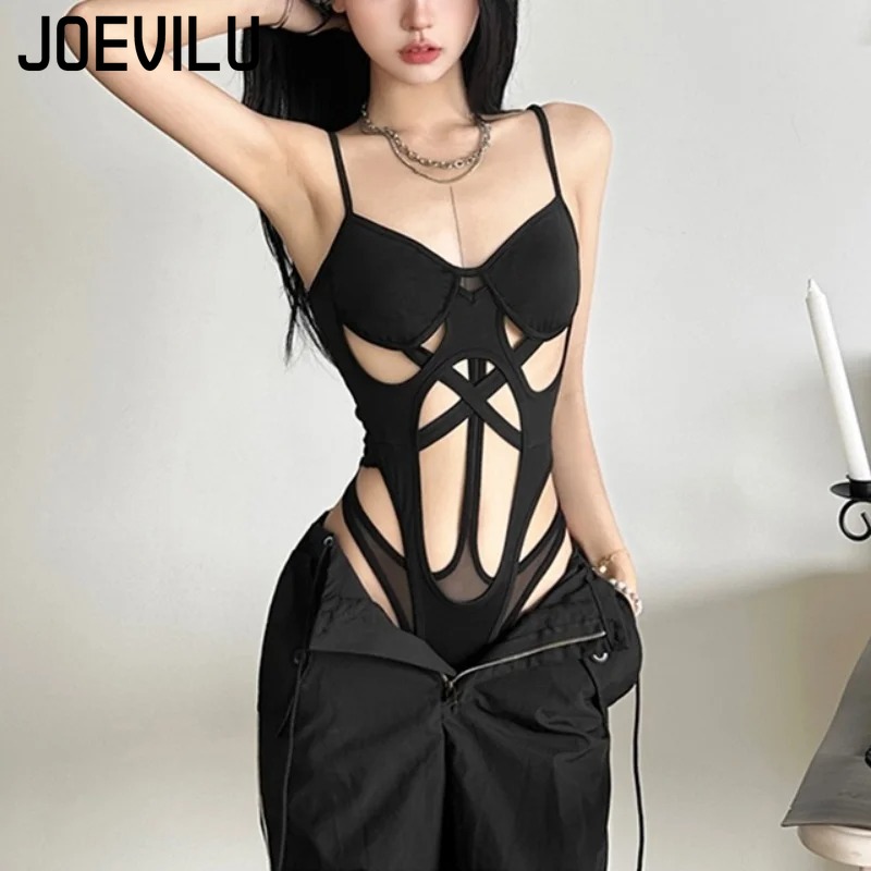 Y2K Black Bodysuit Women Hollo - Summer Clothing Aesthetic 评论和价格