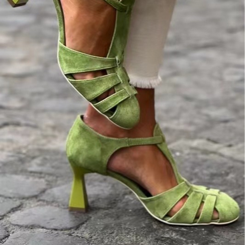 Women's Green Suede Kitten Hee - Summer Clothing On Sale 评论和价格