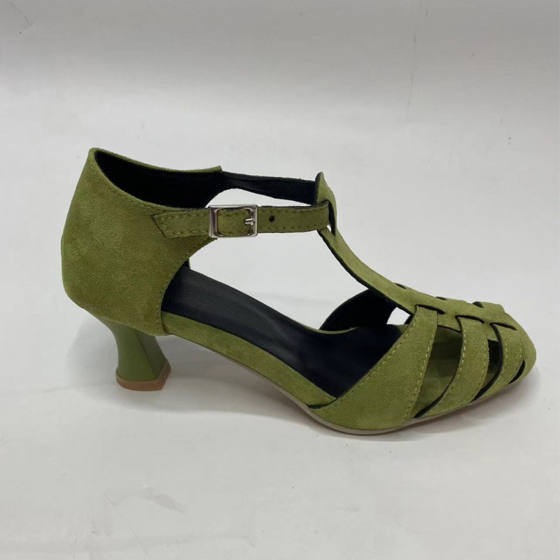 Women's Green Suede Kitten Hee - Summer Clothing On Sale 评论和价格