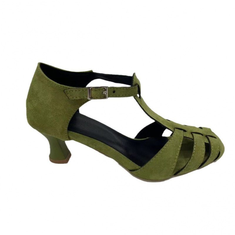 Women's Green Suede Kitten Hee - Summer Clothing On Sale 评论和价格
