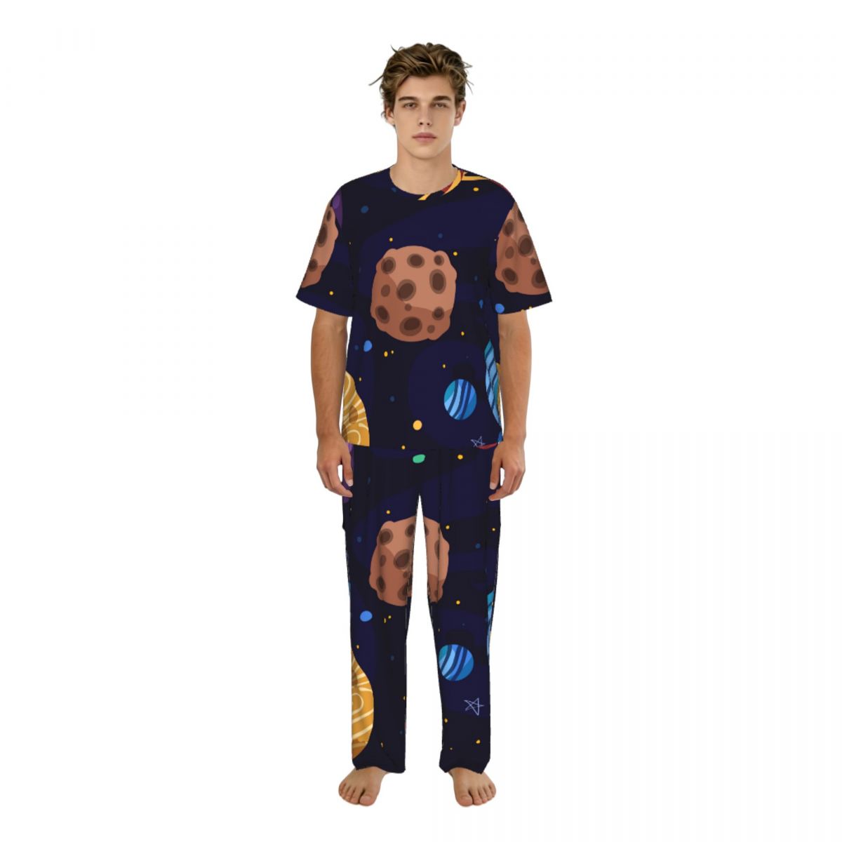 Men Pajamas Suit Short Sleeved - Summer Clothing Cartoon 评论和价格