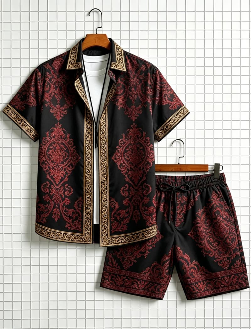 Men's ethnic border printed sh - Summer Clothing Trends 评论和价格