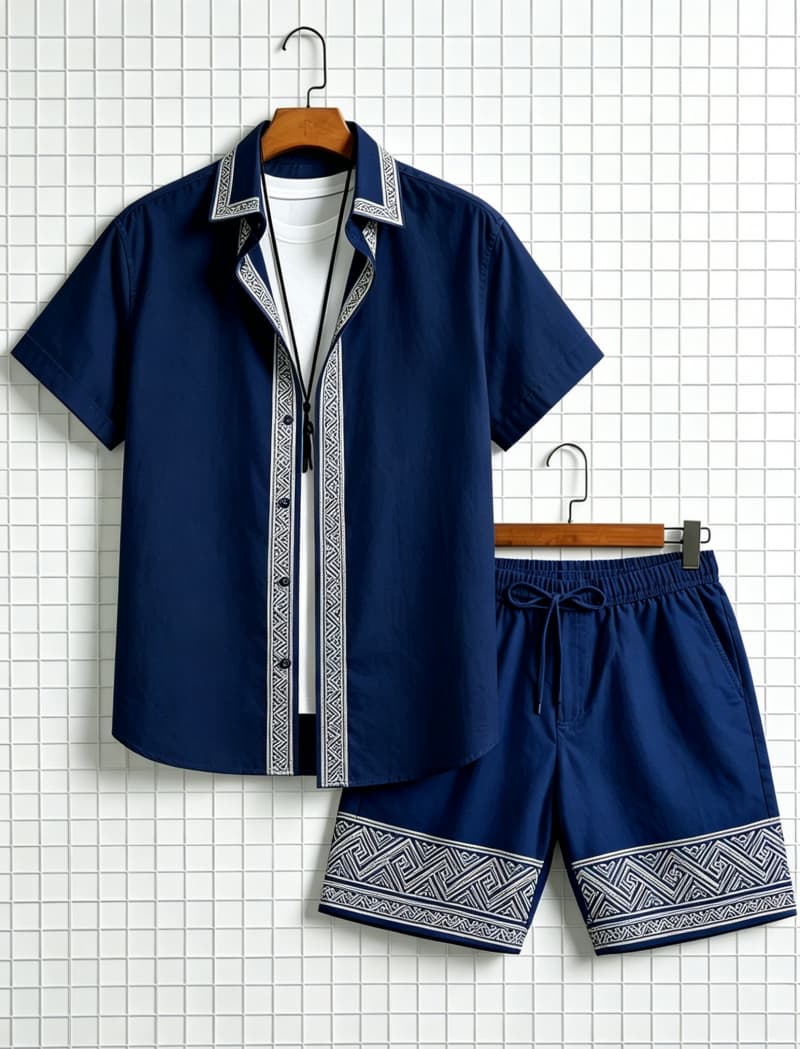 Men's ethnic border printed sh - Summer Clothing Trends 评论和价格