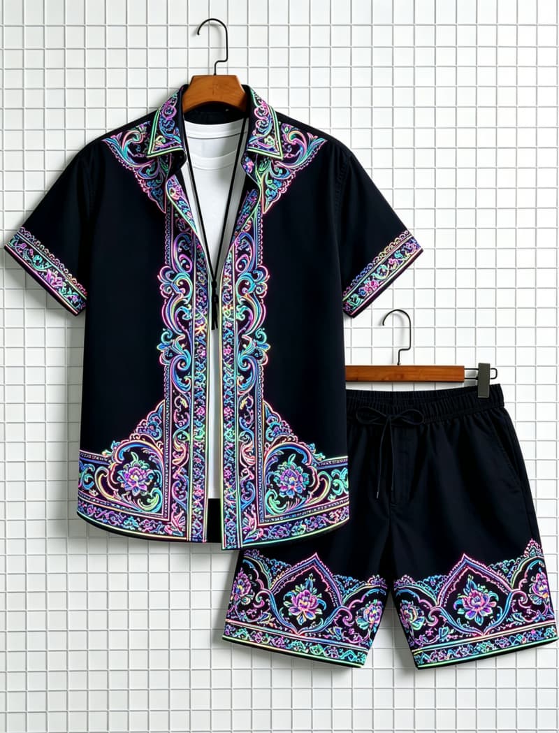 Men's ethnic border printed sh - Summer Clothing Trends 评论和价格
