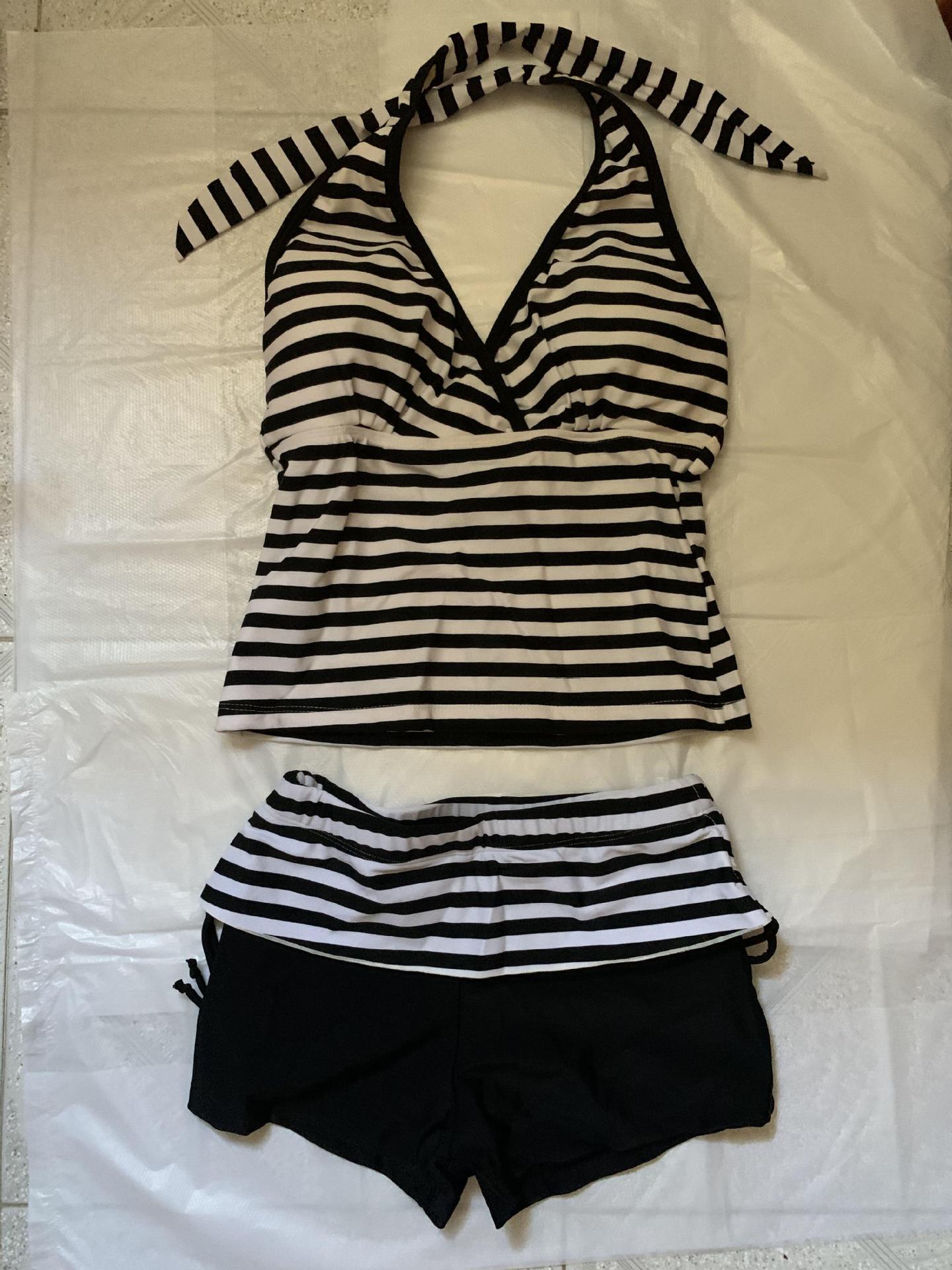 Striped Tankini Two Piece Swim - Summer Vacation Clothing Women 评论和价格