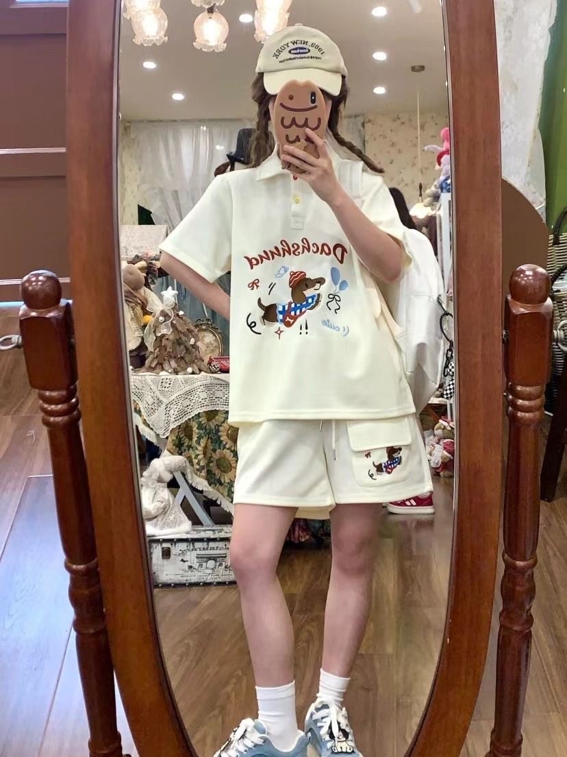 Kawaii Embroidery Dog Japan St - Summer Clothing Cartoon 评论和价格